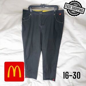 McDonalds Timeless Elements Pants Womens Sz 16-30 Black Cuffed Employee Uniform